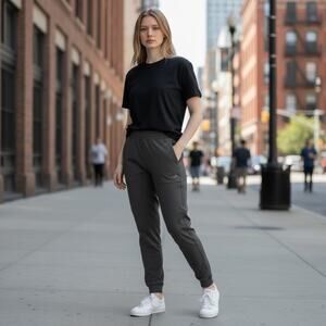 Alo Yoga Urban Moto Joggers Women's Small High Rise Performance Gray